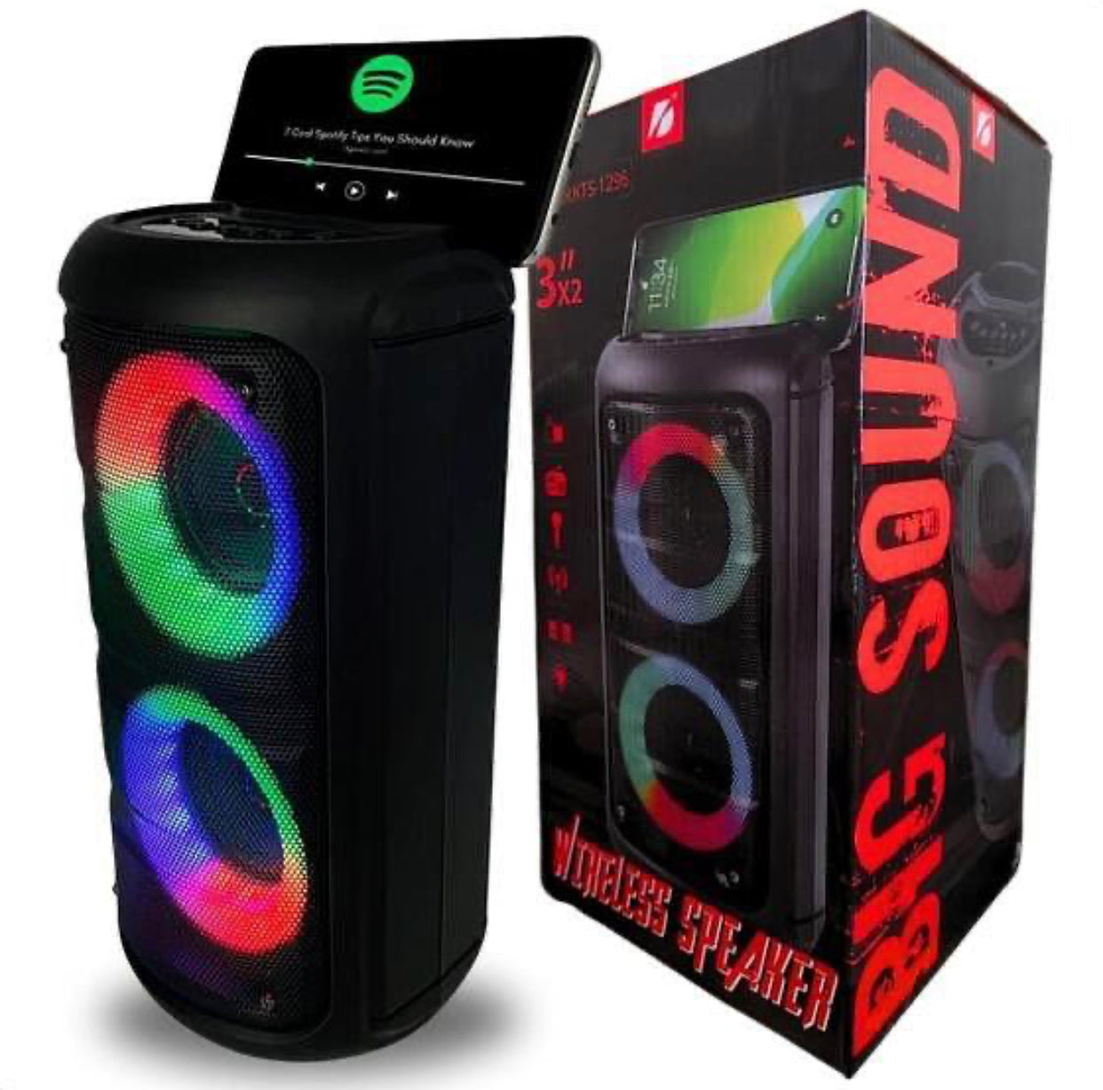 Caixa de som Bluetooth USB cartão memória Led RGB